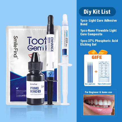 Diy Tooth Gem Kit Diamond Glue Set Jewelry Crystal Teeth Decorations Bonding Agent Etching Gel Light Cure Orthodontic Adhesive