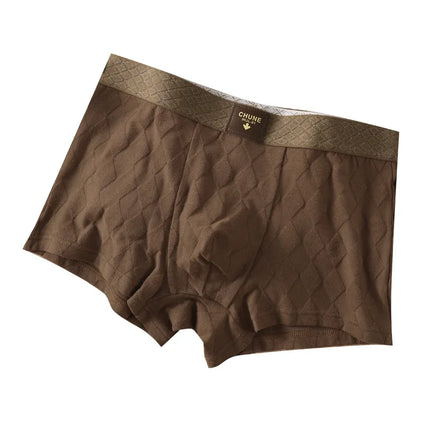 3 Pack Huajielong Men Cotton Boxer Briefs Breathable Comfortable Underwear Solid Color