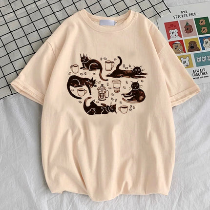 Funny Cat top tees teen hip hop women 2000s Trendy shirt Y2k Colorful streetwear Pop Culture
