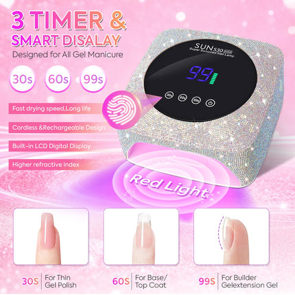 UV LED Nail Lamp For Nails 57LEDS Wireless Gel Polish Curing Lamp With Large Screen Professional Nail Equipment For Salon