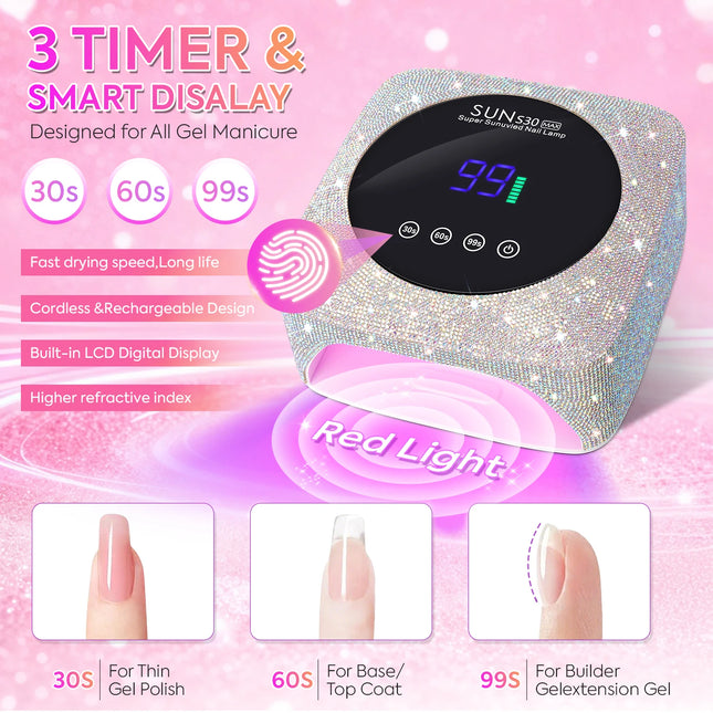 UV LED Nail Lamp For Nails 57LEDS Wireless Gel Polish Curing Lamp With Large Screen Professional Nail Equipment For Salon
