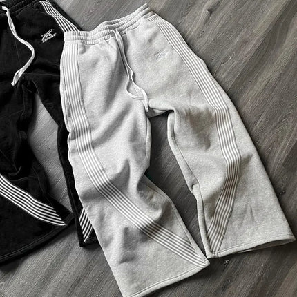 Y2k Gray Casual Pants Vintage Functional Tactical Men's Women's Premium Jogging Wide Leg Pants Drawstring Streetwear Sweatpants