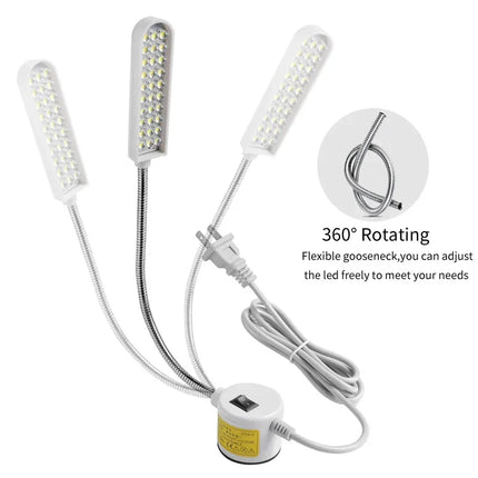 LED Sewing Machine Lamp 360 Flexible Adjustable Gooseneck Work Lamps Industrial Lights with Magnetic Base for Workbench New 2024
