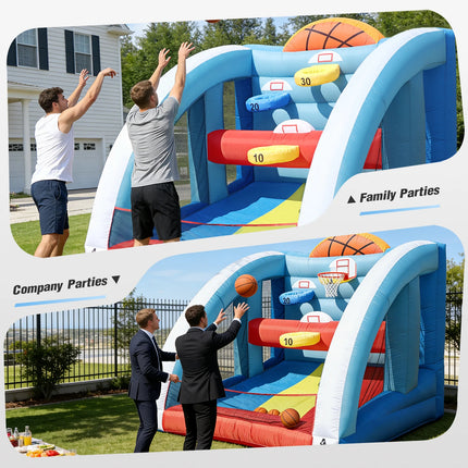 Inflatable Basketball Hoop Shot 10×10×10ft, Blow Up Inflatable Basketball Game with Balls, Air Blower, Inflatable Games for Outdoor Parties, Carnival Events, Lawn Games