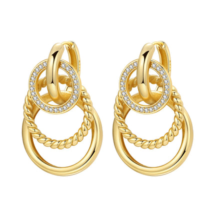 Original 2026 S925 Sterling Silver Zircon 18K Gold Lining Vintage Hoop Earrings for Women Birthday Party Wedding Gift Jewellery