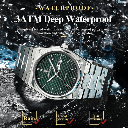 POEDAGAR Luxury Original Men's Watch Waterproof Stainless Steel Luminous Men's Wristwatch Date Week Quartz Fashion Watches For Men