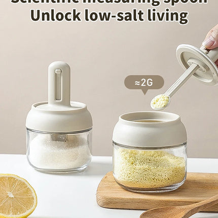 1/3 pcs Glass Seasoning Bottle With Telescopic Spoon Household Kitchen Salt Storage Box Leak Proof and Moisture-proof