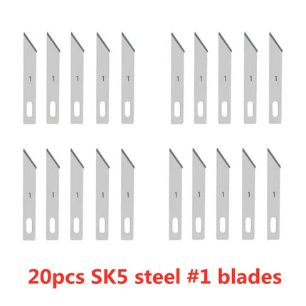 20pcs Wood Carving Blades Cutter Knifes Craft Carve Tool Sculpture Utility Engrave Metal Woodcarve PCB Repair DIY Blade