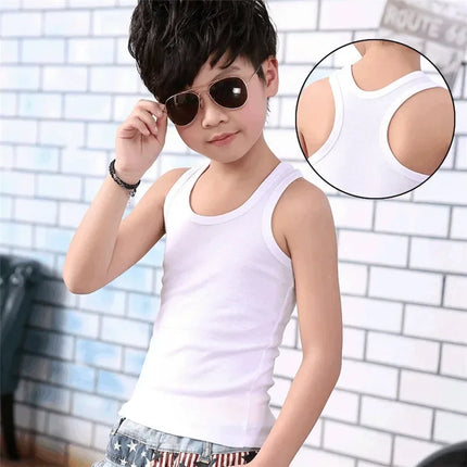 Children's Vests T-shirts Summer Boys Girls Cotton Sports Tops Waistcoat Solid Color Casual Kids Vest