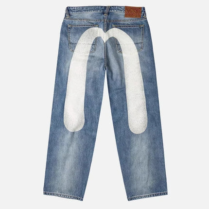 Mens Jeans Print High Waist Straight Leg Denim Pants Harajuku Unisex Loose Fit Tapered Casual Streetwear Fashion Trend Arrival