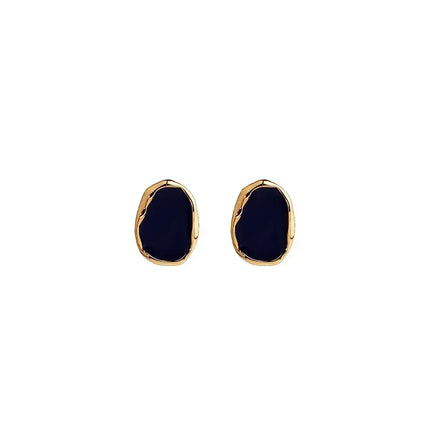 New Street Style Black Square Stud Earrings for Women Minimalist Korean Fashion Geometric Enamel Big Earring Jewelry Girl Gift