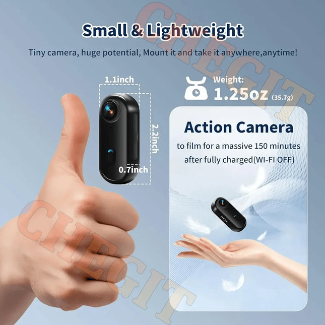 Mini 4K Pocket Magnetic POV Vlog Cam Portable Body Chest Recorder Wireless WiFi Waterproof Action Camera Helmet Bicycle Sports