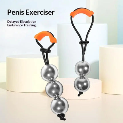 1Pcs Male Penis Ring Weight-Bearing Cock Ring with Steel Ball Heavy Stretcher Penile Training Exercise Device for Erection