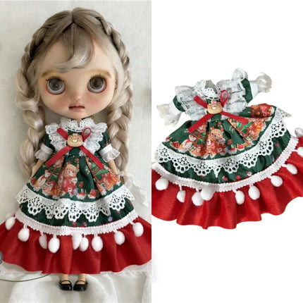 For Blythe Doll Lace Fairy Princess Dress Outfit Clothes Cartoon Colorful Fastfood Skirt Animal Clothing OB24 OB22 1/6 Ropa Gift