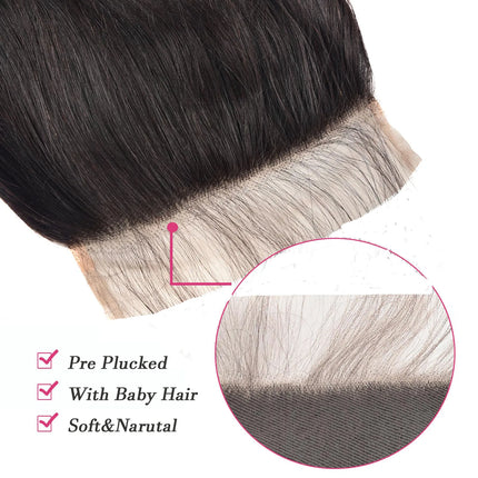 4x4 5x5 6x6 Lace Closure Human Hair Hand Tied Straight Transparent Lace Closure Brazilian Human Hair Length 12 inch to 24 inch