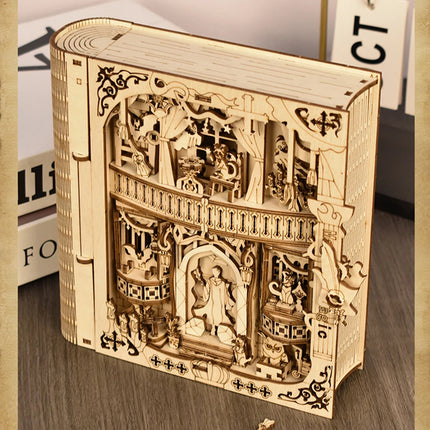 Wooden Puzzle Magic Book Model, Solid Wood DIY Handmade 3D Puzzle, Suitable for Desktop Decoration, Holiday Birthday Gift