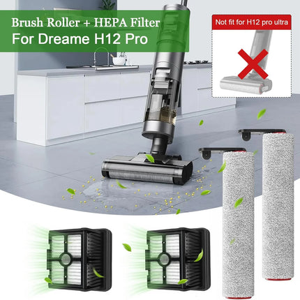 Dreame H12 Pro / H12 Plus  Soft Brush Spare Parts Wet Dry Vacuum Cleaner Roller Hepa Filter Accessories