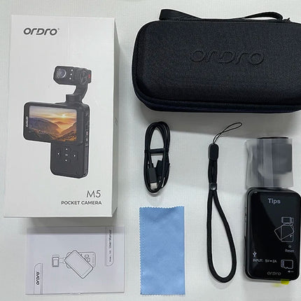 ORDRO M5 5K Vlogging Camera with 3-Axis Gimbal Stabilizer, 56MP Camcorder, IR Night Vision, 3.5" Touch Screen Video Camera