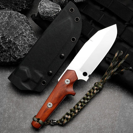 High quality steel fixed blade, outdoor camping knife with high hardness stainless steel integrated keel and sheath, emergency p