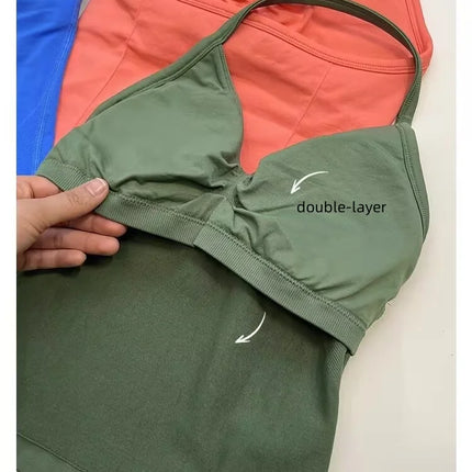 Longline Strappy Gym Top Custom Logo Backless Gym Clothes Women Scrunch Built-in Bra With Removable Cups Yoga Tank Tops