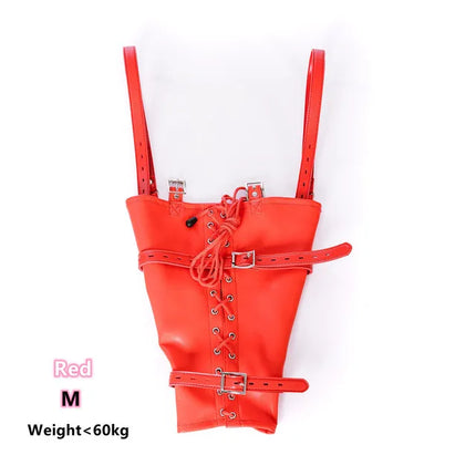 BDSM Bondage Arm Binder,Behind Back Straight Jacket,Leather Armbinder Restraint SM Toy,Slave Lockable Glove With Shoulder Straps