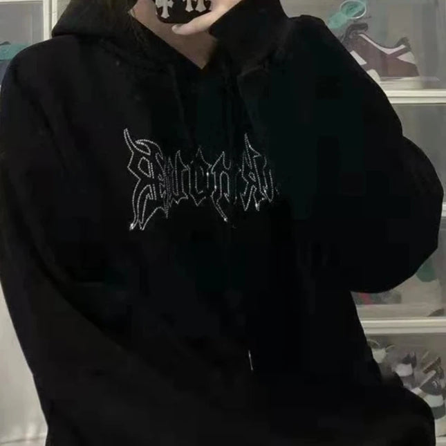 Y2k Japanese Streetwear Loose Woman Tops Kpop Baggy Hooded Sweatshirt for Women Designer Nice Color Outerwears Emo 2000s Hoodies