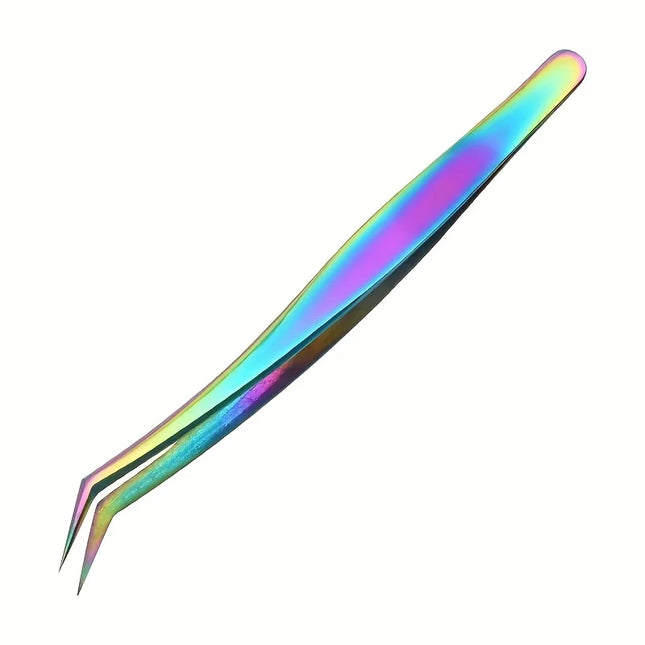 Three-piece Stainless Steel Tweezer Set - Unscented, Anti-static Precision Tweezers for Eyelash Extensions Beauty Tool