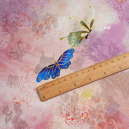 Butterfly Xiangyunsha Fabric Blush Pink Floral Jacquard Hualuo Silk Chinese Knot Dress Skirt Material for Designer Sewing Cloth