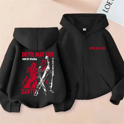 Anime Devil May Cry Son of Sparda Dante Zipper Hoodie Men Women Cartoon Manga Zip Up Jacket Coat Unisex Vintage Casual Hoodies