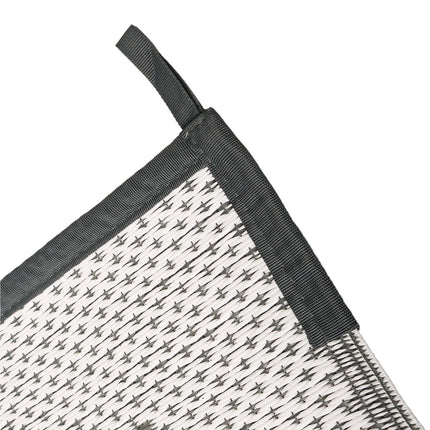 6' x 9' Outdoor Mat with Ground Pegs - Durable PP Material, Gray and White Grid Pattern, Perfect for Patio, Camping and Outdoor