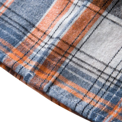 Autumn Hot Sale Of The Season Men's Plaid Hooded Casual Shirt Independent Station Cross-Border Checkered Hoodie Style Floral Patchwork