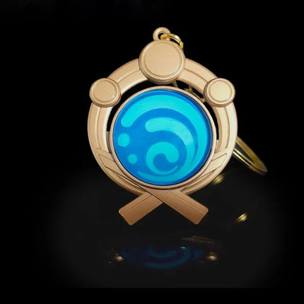 New Teyvat Vision Fontaine Water God Focalors Lyney and Lynette Keychain Luminous 7 Element Eye Of Original God Toy KeyRing