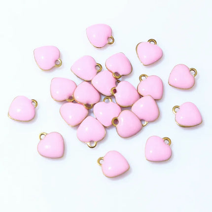 20pcs 9x8mm Enamel Small Heart Charms Pendant Stainless Steel DIY Jewelry Making Accessories Findings for Bracelet Earrings