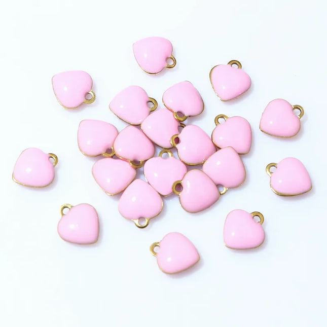 20pcs 9x8mm Enamel Small Heart Charms Pendant Stainless Steel DIY Jewelry Making Accessories Findings for Bracelet Earrings