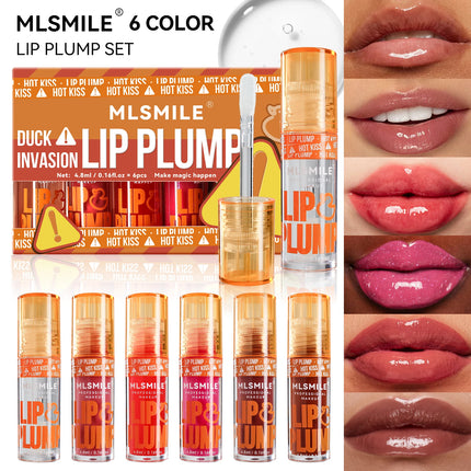 MLSMILE Duck Lip Plump Lip Oil Moisturizing Lip Gloss Mirror Water nature long-lasting Gloss Gloss Pearl Lip Glaze Set