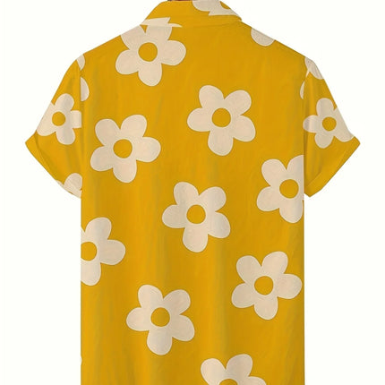 Flower 3D Printed Hawaiian Shirt Summer Beach Vacation Casual Men's Short Sleeve Tops Daily Fashion Loose Oversized Lapel Shirt
