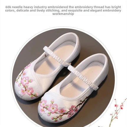 Princess Performance Traditional Chinese Hanfu Shoes Embroidered Children's Footwear Ancient Style Girls' Footwear Handmade