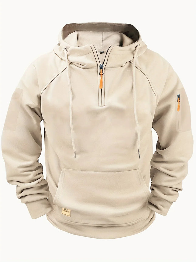 Autumn/Winter New Men's Hoodie Fashion Casual Sports Hoodie Retro Harajuku Long Sleeve Zipper Multi Pocket Loose Street Wear