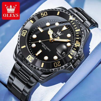 OLEVS Luxury Sport Man Watch Military Waterproof Luminous Date Week Men Watch Stainless Steel Quartz Men's Watches Male Clock