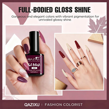 QAZIXU 1/6Pcs Purple Nude Color Gel Nail Polish Pink Gel Polish Semi Permanent Soak Off UV LED Nail Art DIY Popular Color