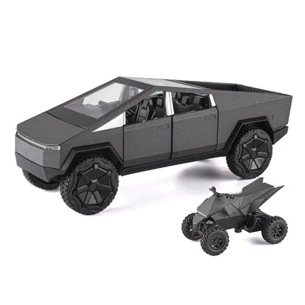1:24 Cybertruck Model Silver Pickup Truck Diecast Metal Toy Cars with Sound and Light for Kids Age 3 Year