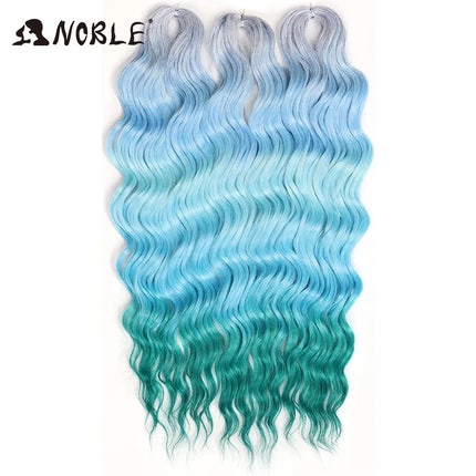 Noble Braiding Hair Extensions 24 Inch Synthetic Hair Water Wave Ombre Rainbow color Deep Wave Curl Twist Crochet Hair Extension