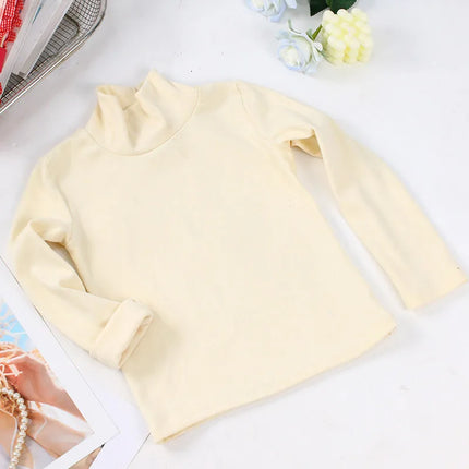 New 2025 Autumn Winter Boys Girls Kids Fashion Solid T-Shirt Tops Children O-Neck Long Sleeve Warm Casual T-Shirts