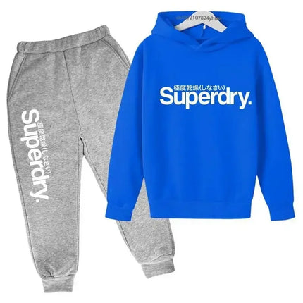 Printemps automne pull à capuche enfants tenues enfants loisirs lettre imprimer 2 pièces sweat à capuche + pantalon survêtements