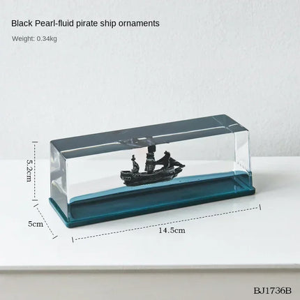 Black Pearl Boat Unbreakable Ship Fluid Liquid Bottle Ship Floating Indestructible Titanic Barcos Decoration Room Accessories