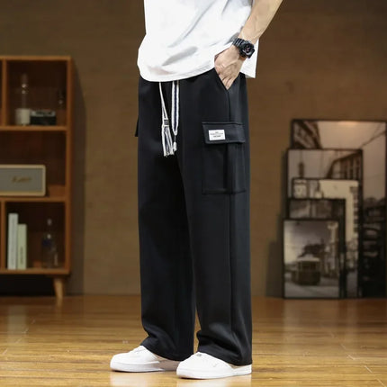 Mens Sweatpants 8XL Cargo Sports Straight Loose Plus Size Big 7XL 6XL Black Overlarge Track Pants Boys Casual Wide Leg Trousers