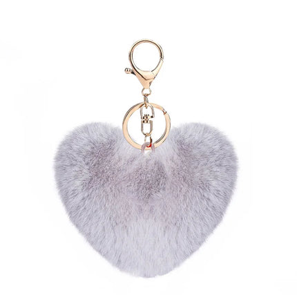 New Heart Plush Hair Ball Keychain Women Leopard Pompom Love Car Key Chain Bags Pendant Hairball Key Rings Jewelry llaveros 키링