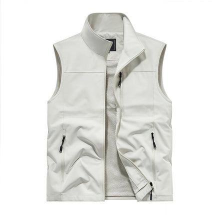 Outdoor workwear jacket Men's breathable lightweight top  Spring and Autumn thin high-end solid color stand-up collar vest