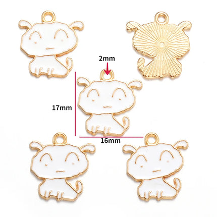 10pcs Enamel Dog Charm for Jewelry Making Supplies Corgi Earring Animal Pendant Bracelet Necklace Accessories Diy Finding W405