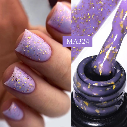 MEET ACROSS 7ml Rubber Base Gel Glitter Nude Pink White 2 In 1 Gel Nail Polish Nail Art Varnish For Nails Winter Autumn Manicure